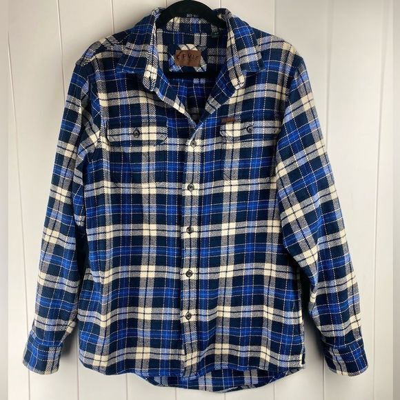 Orvis Heavyweight Blue Plaid Flannel Shirt/ Shacket - Picture 1 of 5